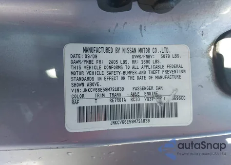 2013 Infiniti G37 Base from USA, damaged, VIN JNKCV66E59M724839